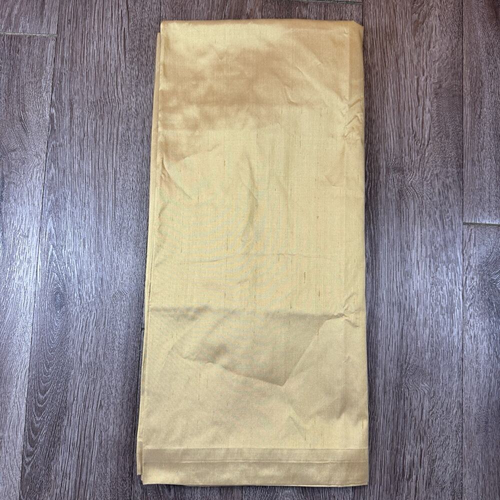 Single Restoration Hardware Gold Thai Silk Rod Curtain Lined 50x96, Excellent